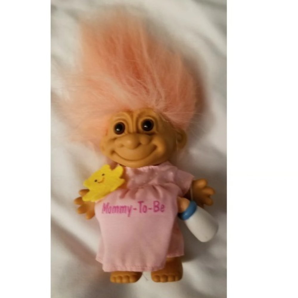 NEW RARE RUSS Pregnant Mommy-To-Be 5" Troll Doll Apricot Hair -NOW FREE SHIPPING